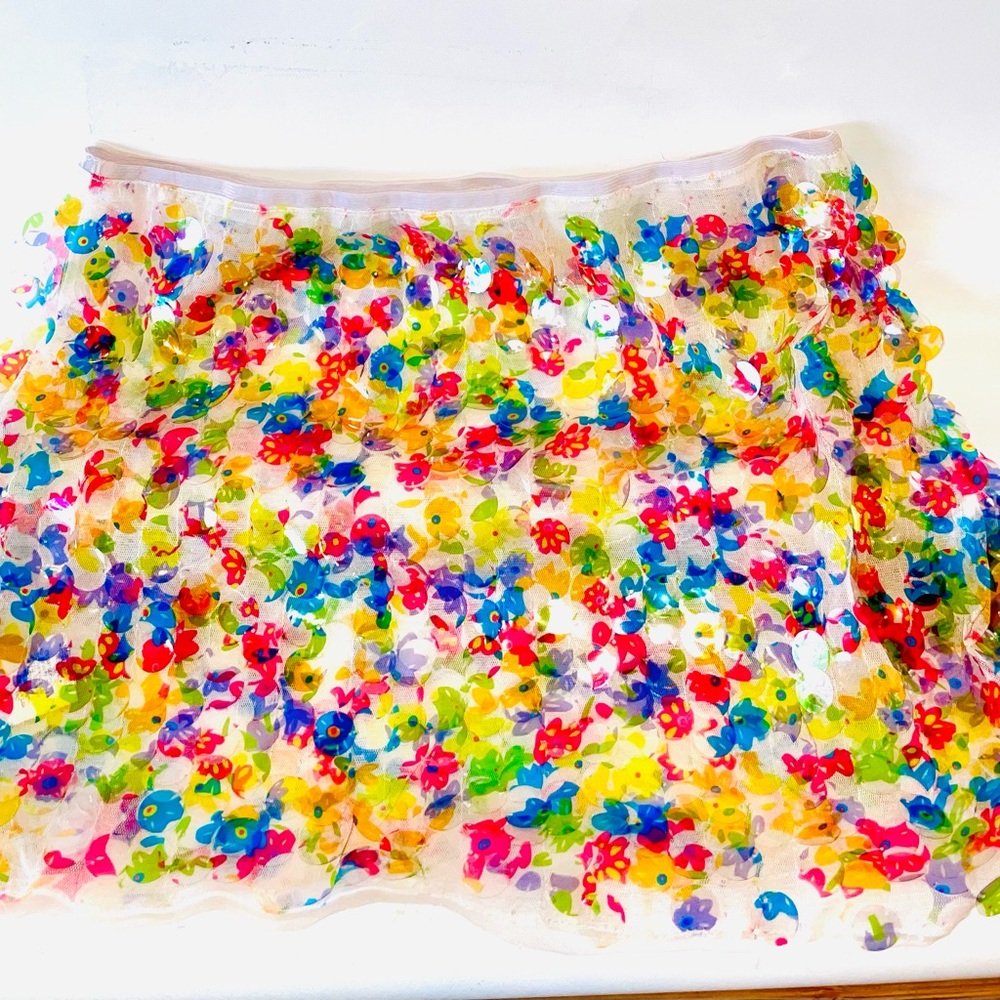 80’s Sequined Floral Multicolor Women's Micro Mini Vintage Skirt